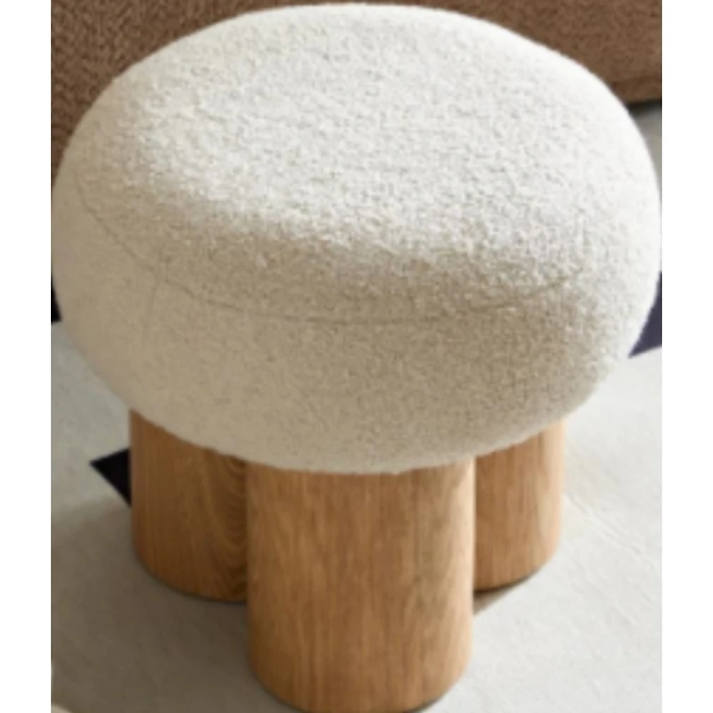 Simplie Fun Mushroom Stool, Grieg Plush Cushion, Wooden Barrel Pvc Pipe, Walnut Finish