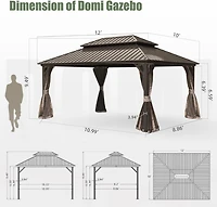 Streamdale 10'x12' Hardtop Metal Gazebo with Double Roof