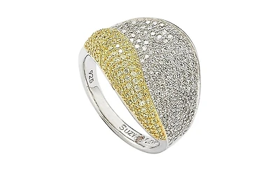 Suzy Levian Sterling Silver Cubic Zirconia Pave Wave Ring