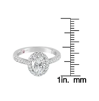 Suzy Levian New York Sterling Silver Cubic Zirconia Oval Cut Halo Engagement Ring