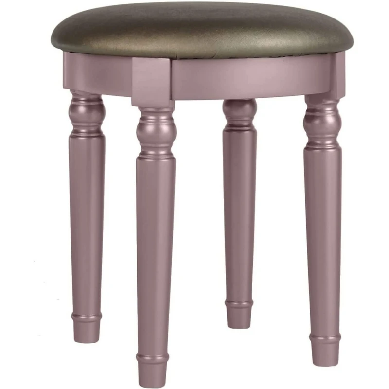 Streamdale Contemporary Vanity Set with Foldable Mirror, Drawers, and Rose Finish