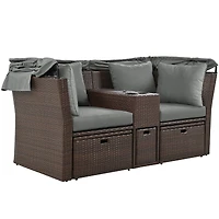 Streamdale Grey Outdoor Patio Sofa Set with Foldable Awning