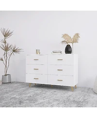 Simplie Fun White 6-Drawer Chest with Golden Accents