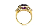 Suzy Levian Sterling Silver Cubic Zirconia Checkered-cut Oval Webbed Ring