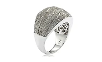 Suzy Levian Sterling Silver Cubic Zirconia Tiered Curved Dome Ring