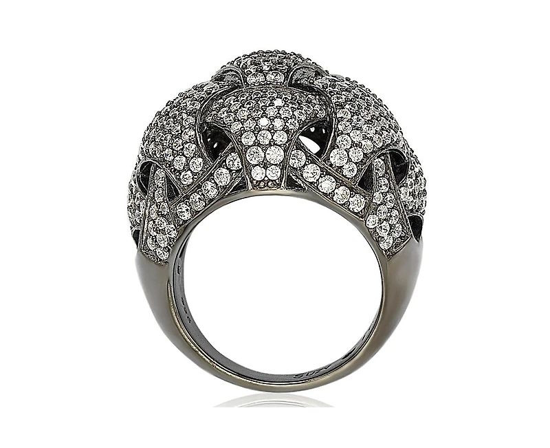 Suzy Levian Sterling Silver Cubic Zirconia Weaving Dome Ring