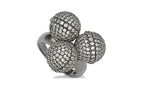 Suzy Levian New York Sterling Silver Cubic Zirconia Three Disco Ball Ring