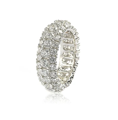 Suzy Levian Sterling Silver Cubic Zirconia 3 Row White Eternity Band