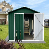 Streamdale Outdoor Storage Sheds 4FTx6FT Apex Roof Green+White