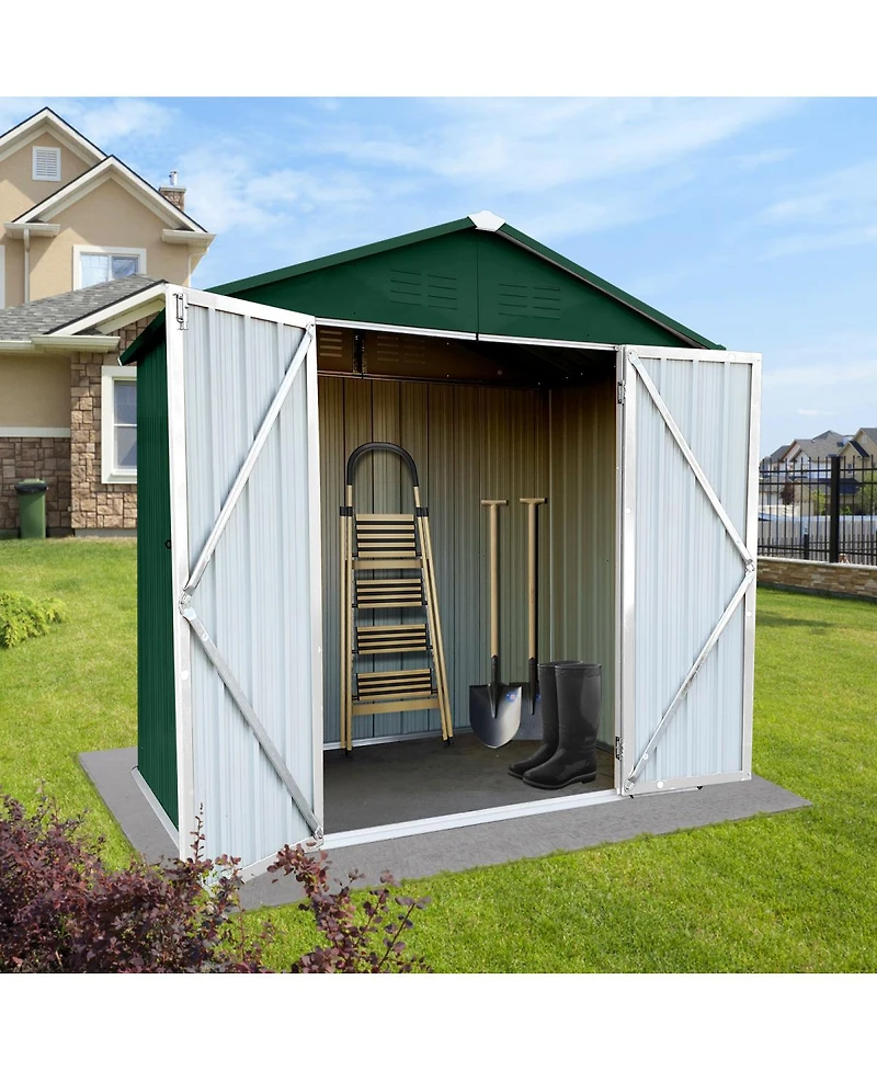 Streamdale Outdoor Storage Sheds 4FTx6FT Apex Roof Green+White