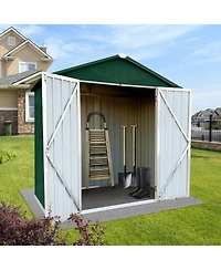 Streamdale Outdoor Storage Sheds 4FTx6FT Apex Roof Green+White
