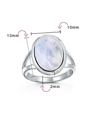 Bling Jewelry Oval Cabochon Bezel Natural Stone Split Shank Boho Statement Ring Sterling Silver