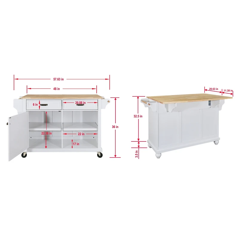 Streamdale Cambridge Wood Top Kitchen Island With Storage 0002