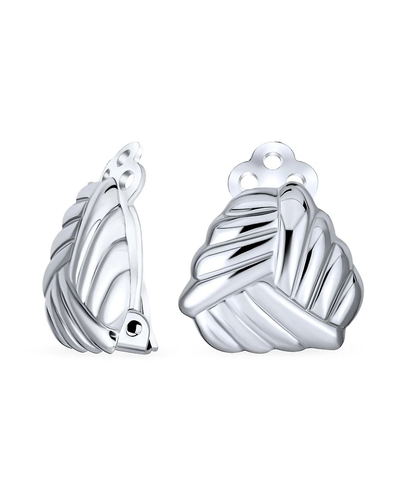 Bling Jewelry Geometric Twist Love Knot Clip On Earrings Polish Shine Non Pierced Ears Sterling Silver Alloy Clip