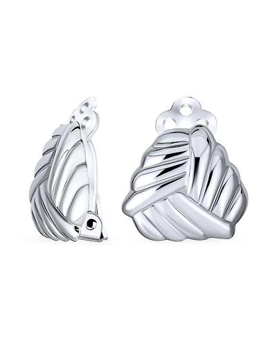 Bling Jewelry Geometric Twist Love Knot Clip On Earrings Polish Shine Non Pierced Ears Sterling Silver Alloy Clip