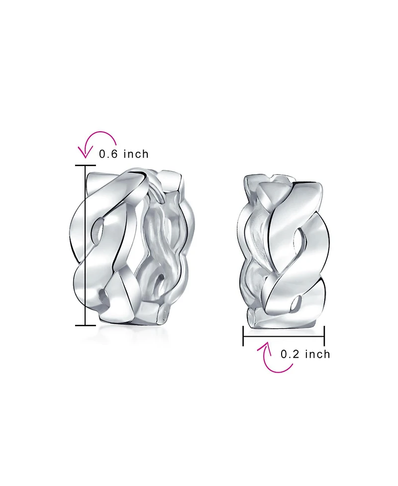 Bling Jewelry Classic Love Knot Symbol Twist Rope Braid Wide Infinity Huggie Hoop Earrings Sterling Silver