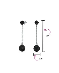 Bling Jewelry Black Red White Crystal Pave Disco Ball Dangle Earrings Sterling Silver