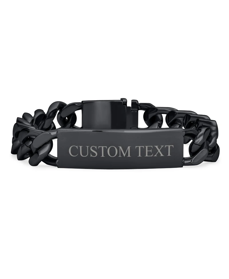 Bling Jewelry Solid Name Bar Plate Identification Id Bracelet Cuban Link Chain Stainless Steel