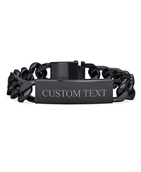 Bling Jewelry Solid Name Bar Plate Identification Id Bracelet Cuban Link Chain Stainless Steel