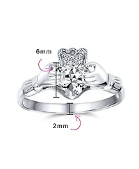 Bling Jewelry Sorority Sister Bff Celtic Irish Friendship Promise Cz Cubic Zirconia Crown Heart Claddagh Ring.925 Sterling Silver