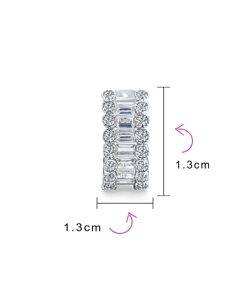 Bling Jewelry Cz Emerald Cut Bezel Set Milgrain Edge Cubic Zirconia Mini Hoop Huggie Earrings Gold Plated 0.5 Inch Diameter