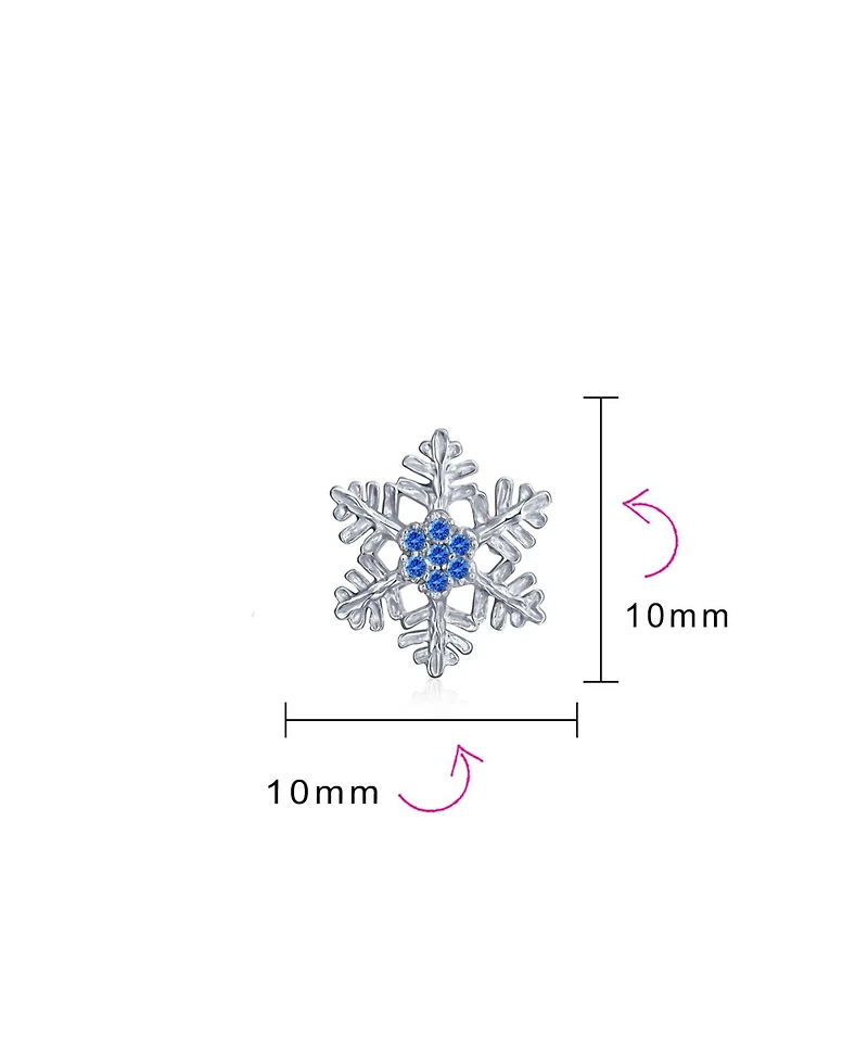 Bling Jewelry Petite Holiday Cz Cubic Zirconia Snowflake Stud Earrings Sterling Silver