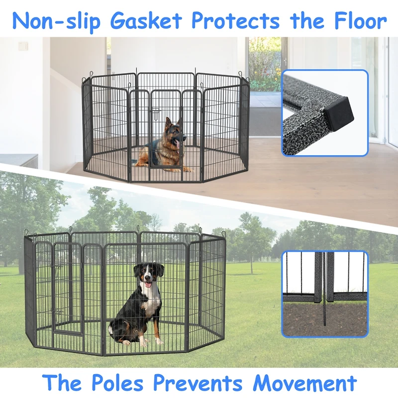 Streamdale Furniture Heavy Duty Outdoor Dog Pen for Large Dogs - 8 Panel Metal Kennel