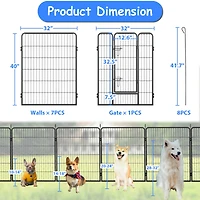 Streamdale Furniture Heavy Duty Outdoor Dog Pen for Large Dogs - 8 Panel Metal Kennel