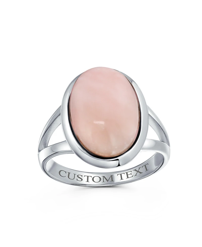 Bling Jewelry Oval Cabochon Bezel Natural Stone Split Shank Boho Statement Ring Sterling Silver