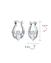 Bling Jewelry Bff Love Lightweight Heart Celtic Irish Friendship Claddagh Hoop Earrings Sterling Silver .5 Inch Diameter
