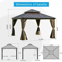Streamdale 12'X12' Hardtop Gazebo with Aluminum Frame and Double Roof (Brown)