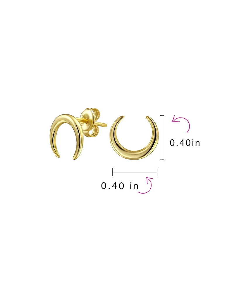 Bling Jewelry Tribal Style Minimalist Horn Crescent Luna Waning Half Moon Earrings Gold Plated Sterling Silver