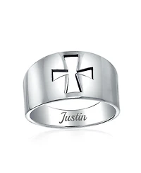 Bling Jewelry Christian Religious Cut-out Cross Signet Band Ring .925 Sterling Silver