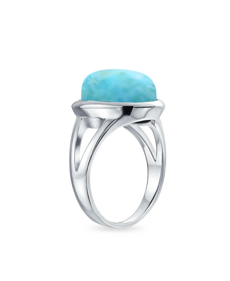 Bling Jewelry Oval Cabochon Bezel Natural Stone Split Shank Boho Statement Ring Sterling Silver