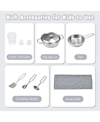 Kids Kitchen PlaySet Pretend Wooden Play Kitchen with IceDispenser&Stovefor Toddler