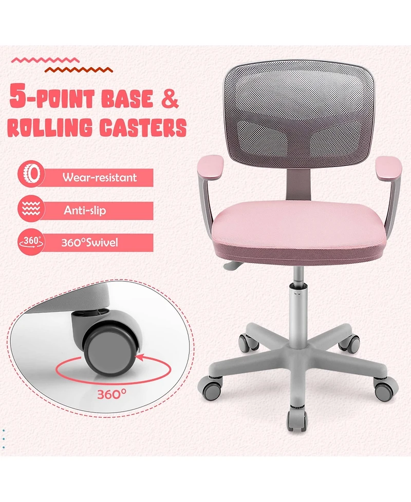 Auto Lock Kids Mesh Chair with Armrests Height Adjustable