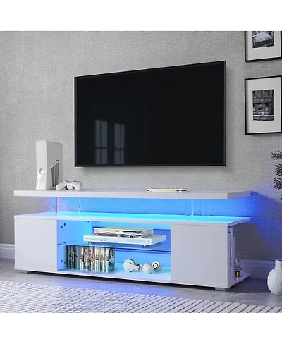 Streamdale Tv Stand for 60 Inch Tv Entertainment Center with Side Cabinet (White)