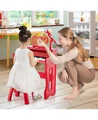 Slickblue 37 Keys Music Piano with Microphone Kids Piano Keyboard with Detachable Music Stand