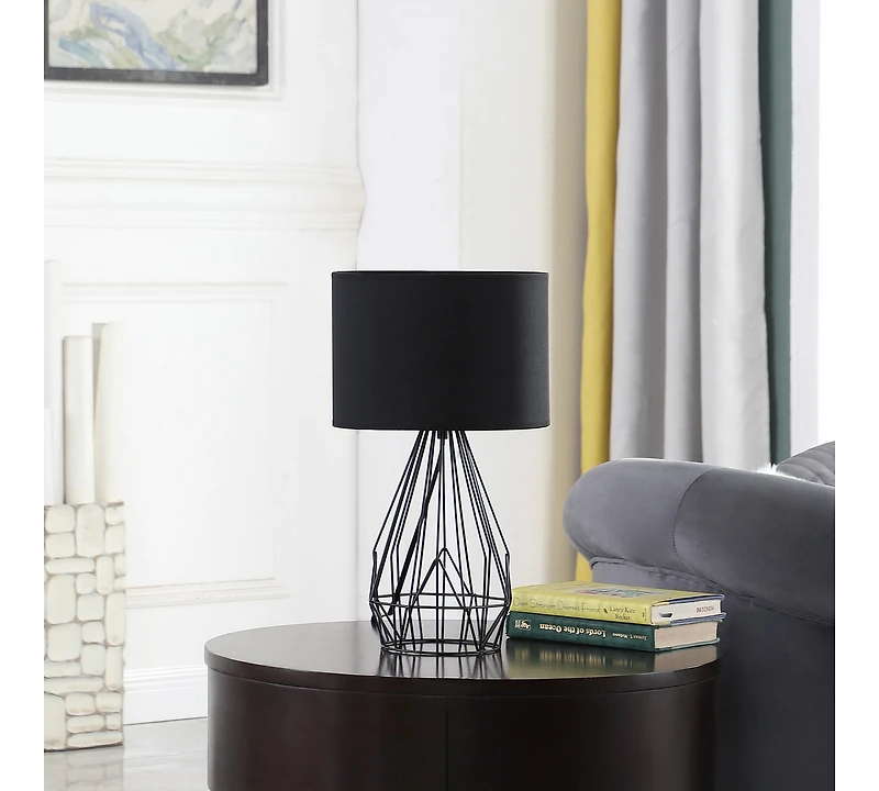 Streamdale 17.5" In Industrial Farm Metal Cage Black Table Lamp