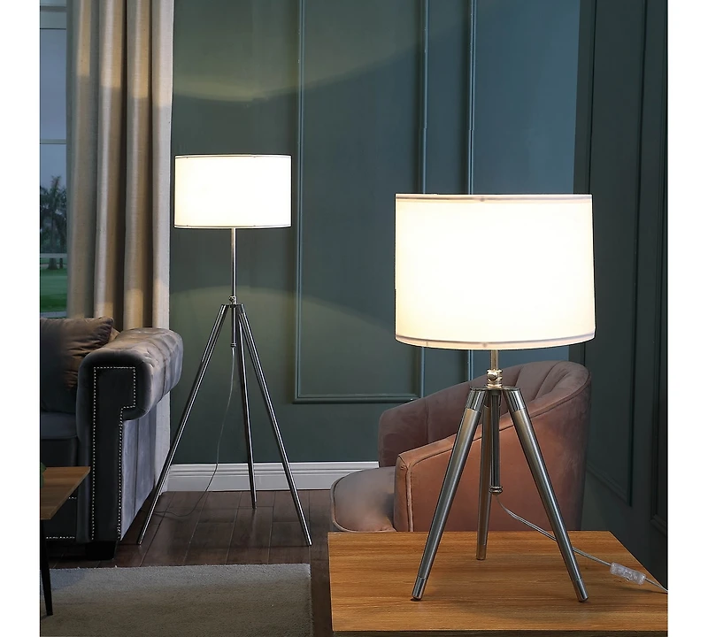 Streamdale Sleek Tripod Floor Lamp (47"-64") in Chrome