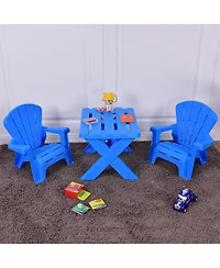Costway Plastic Children Kids Table & Chair Set 3-Piece Play Furniture In/Outdoor