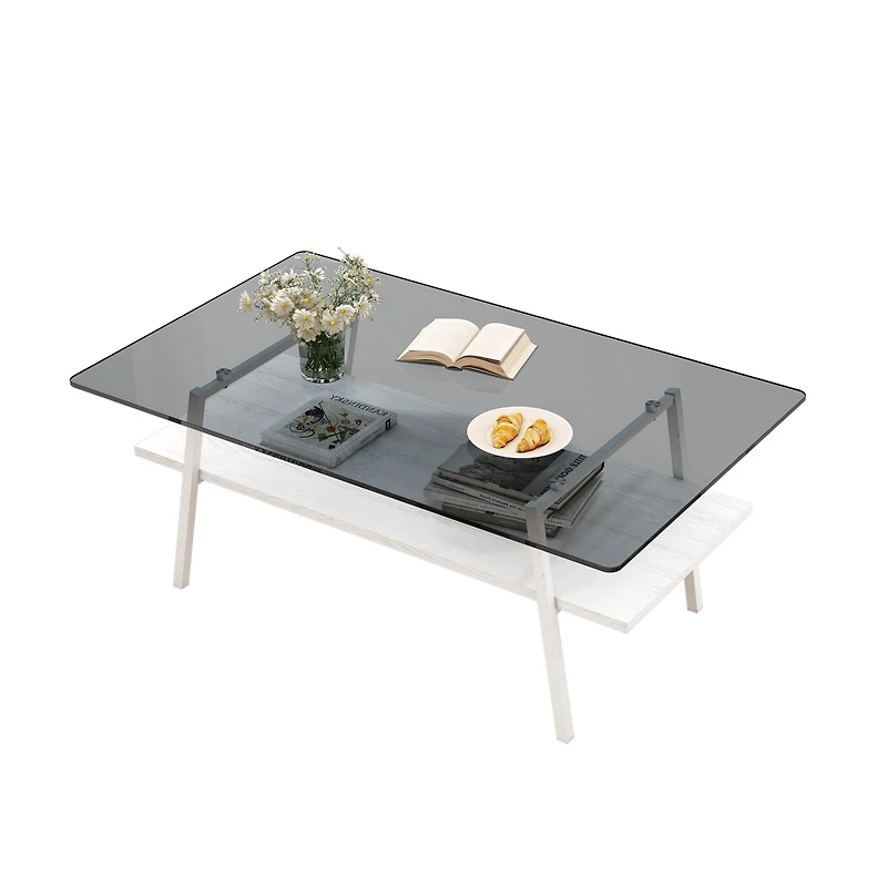 Streamdale Modern Gray Glass Coffee Table