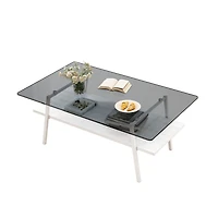 Streamdale Modern Gray Glass Coffee Table