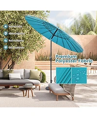 9 Ft Patio Round Market Umbrella with Push Button Tilt, Crank Handle