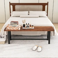 2 Pcs 60" Dining Bench 3 Person Entryway Shoe with Metal Frame