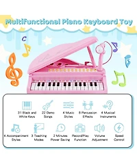 31 Keys Kids Piano Keyboard Toy Toddler Musical Instrument with Stool & Microphone