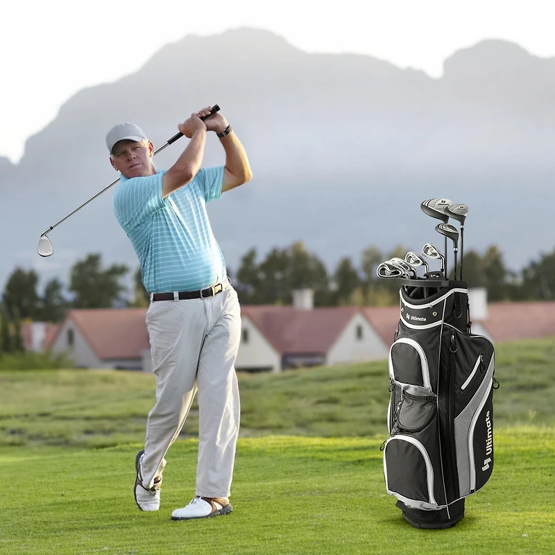 9 Pcs Men's Complete Golf Club Set Right Handed with 460cc Alloy Driver Irons