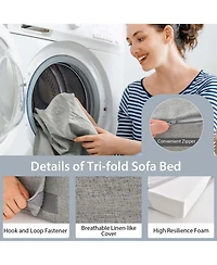 Folding Mattress with Pillow 6 Inch Tri-fold Sofa Bed with High-Density Foam