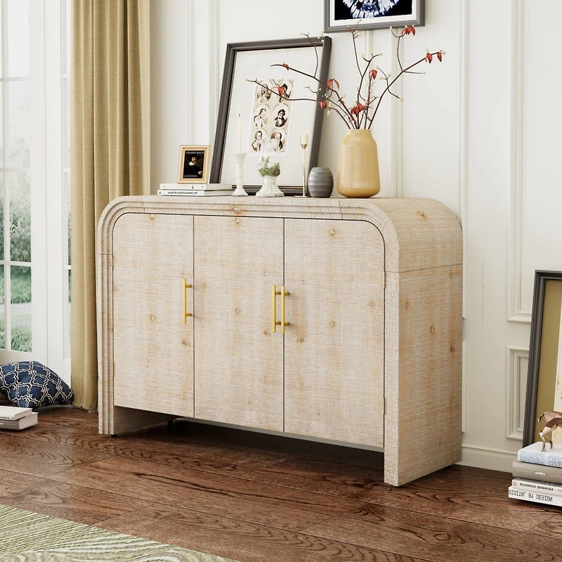 Streamdale Minimalist Curved Sideboard with Gold Handles
