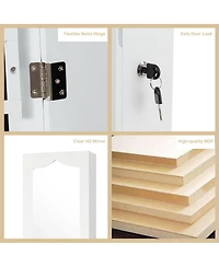 Sugift Door Hanging Mirror Jewelry Armoire with Full Length Mirror and 6 Drawers
